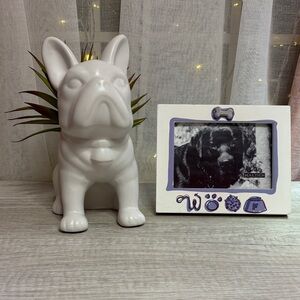 White French Bulldog Planter and Dog Photo Frame
